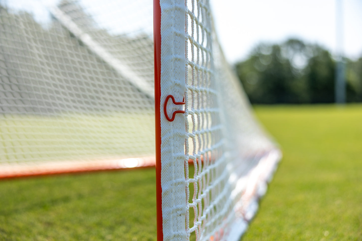 NEW! QUICK CLIP™ Tournament Lacrosse Goal, With Quick Attach Netting, Attaches in 90 seconds, Includes 5mm or 6mm White Net - Free Shipping