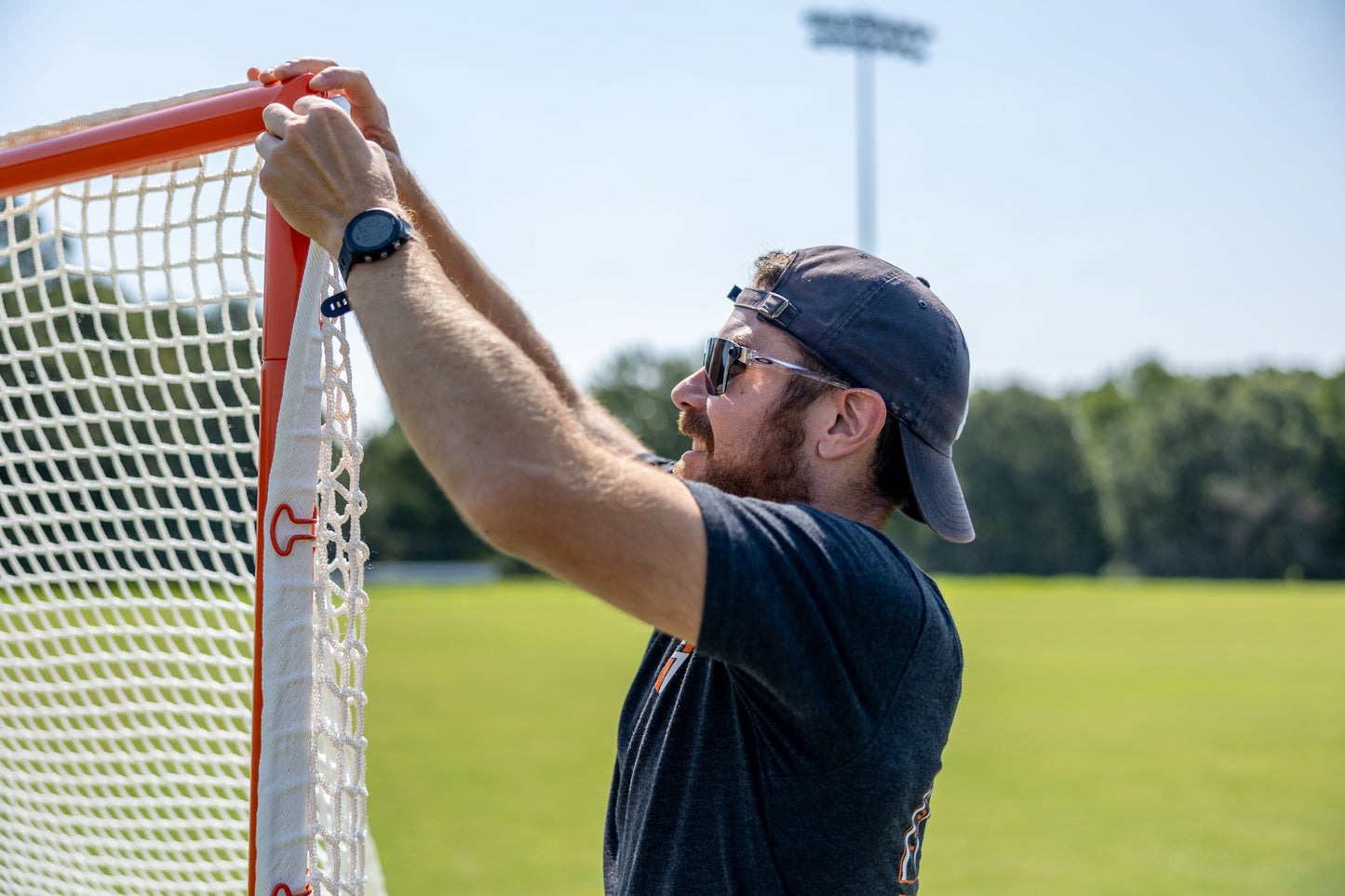 NEW! QUICK CLIP™ Tournament Lacrosse Goal, With Quick Attach Netting, Attaches in 90 seconds, Includes 5mm or 6mm White Net - Free Shipping