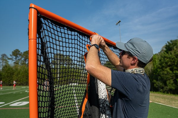 NEW! QUICK CLIP™ Tournament Lacrosse Goal, With Quick Attach Netting, Attaches in 90 seconds, Includes 6mm Black Net - Free Shipping