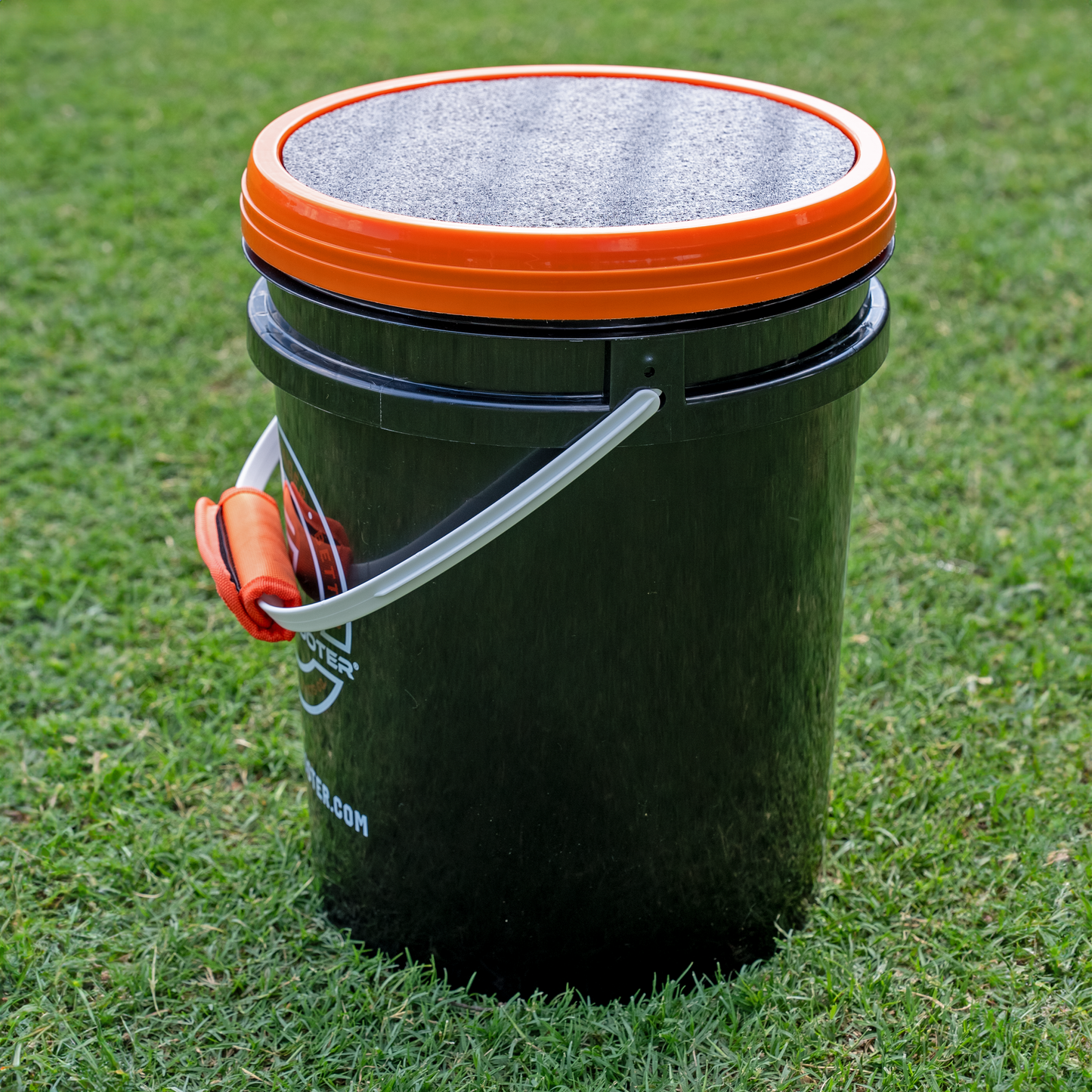Lacrosse Ball Bucket by Crankshooter®, Includes 12, 24, 36, 48 or 60 qty. White, Yellow, Green or Orange Fully Certified Lacrosse Balls, Padded Lid & Handle - Free Shipping