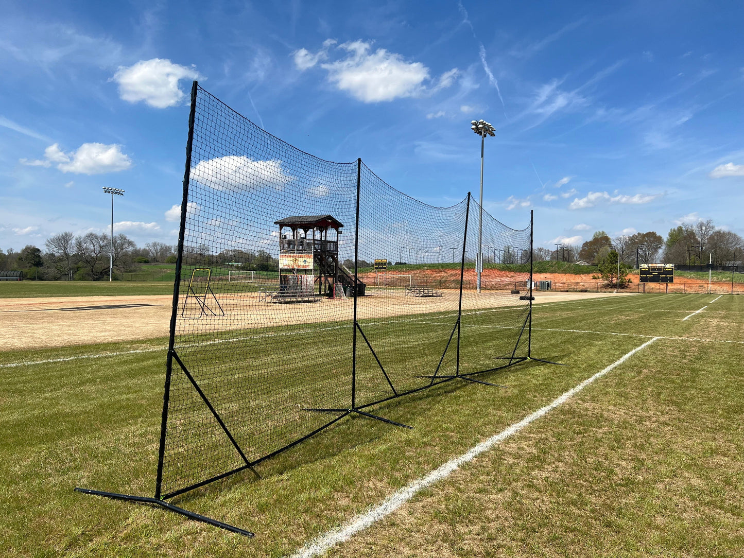 NEW! - Backstop CURV 10' x 30' Adjustable Angle System w/3mm knotted poly net by CrankShooter®   FREE SHIPPING