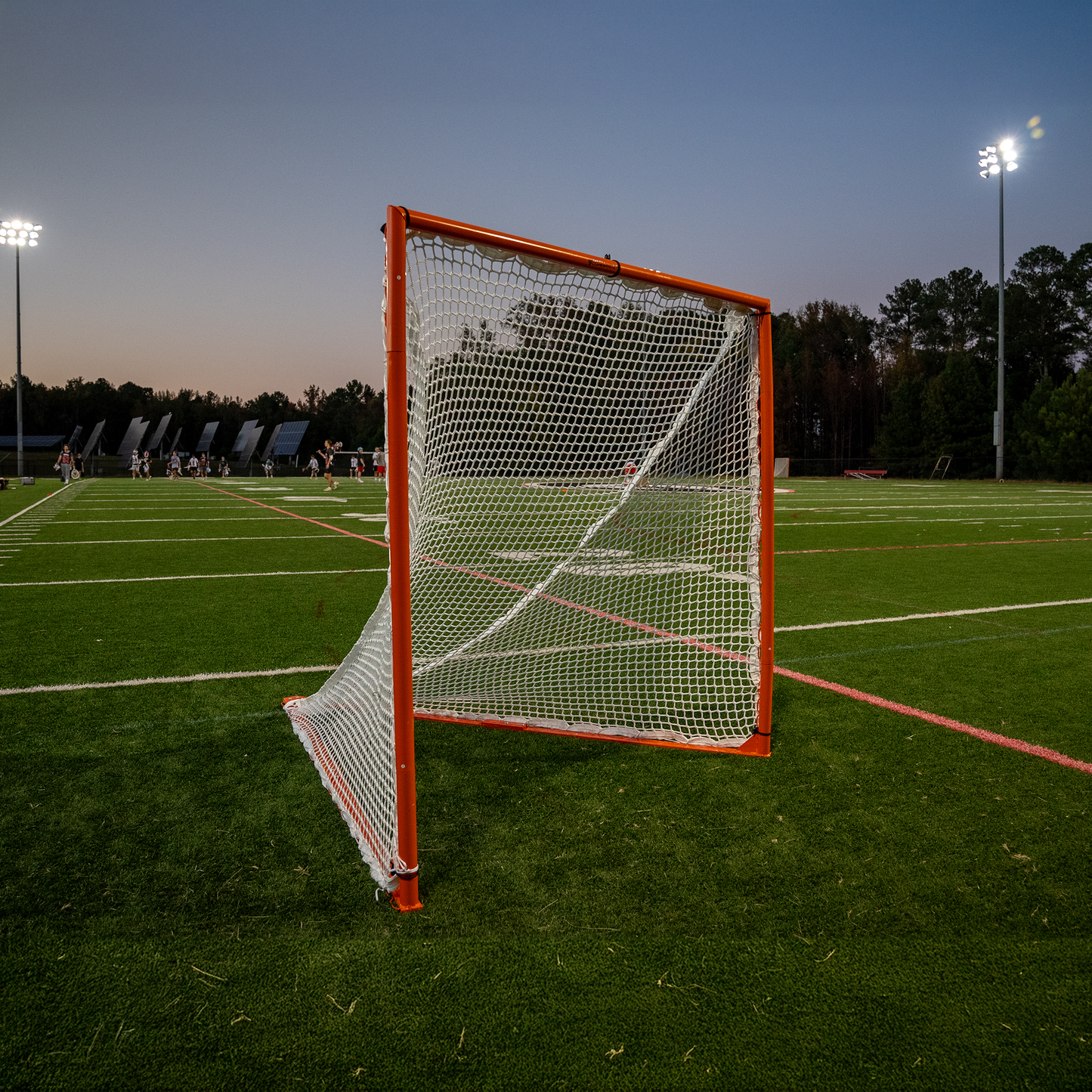 NEW! COMPACT College/High School Lacrosse Game Goal, 6'x6'x7', Flat Base With Lacing Rails, 118 lbs. Includes 6mm or 7mm White Net, By Crankshooter® - FREE SHIPPING
