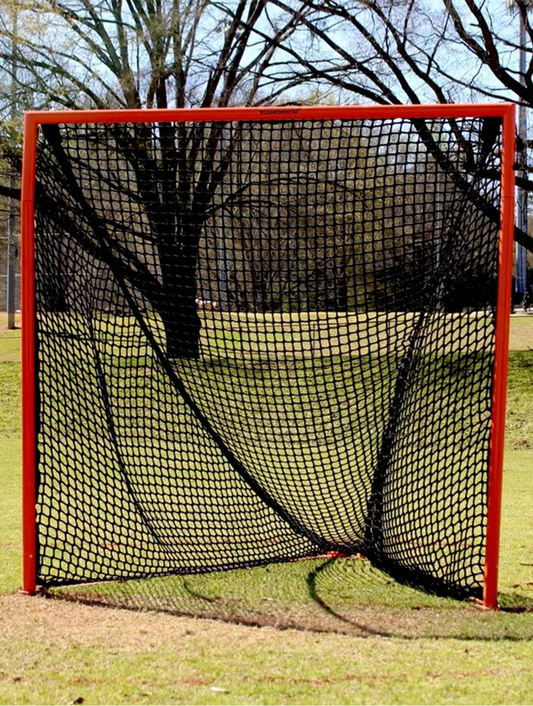 High School/College Game Goal 6'x6'x7' by Crankshooter® 118 lbs. Posts w/ Lacing Rails & Flat Iron Base, Heavy 6mm or 7mm Black Net Included - Free Shipping