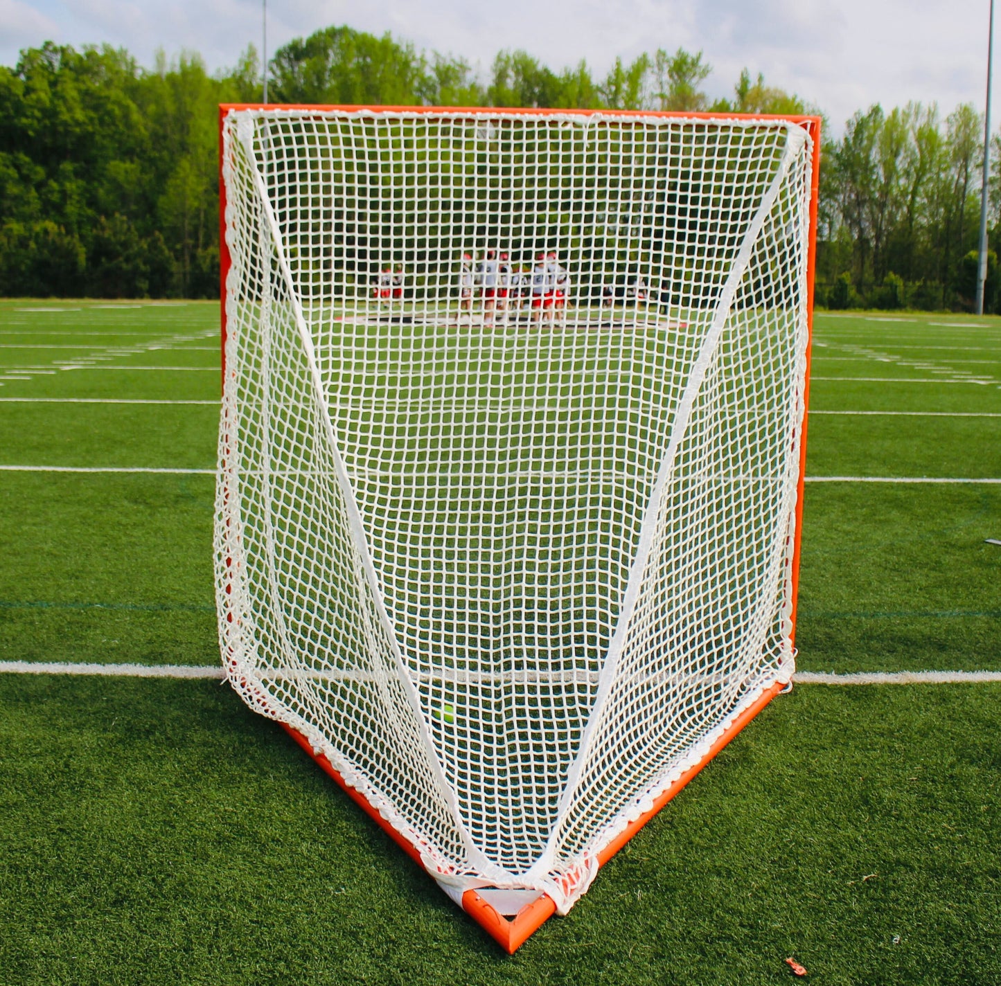 Pair (2x) of High School Practice Goals 6'x6'x7' by Crankshooter® Choice of 6mm White or Black Nets, Posts w/ Lacing Rails, 59 lbs. Each - Free Shipping