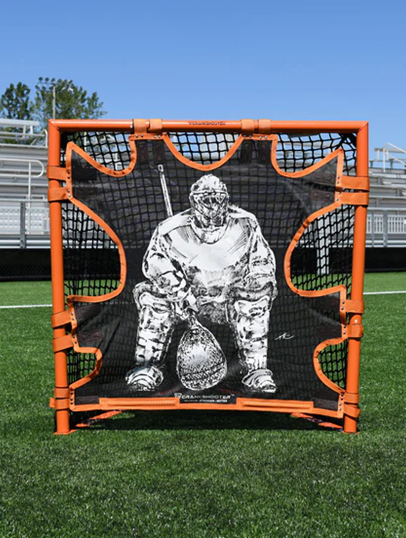 NEW! Hi-Impact "BIG GOALIE" BOX Lacrosse Shot Trainer by CrankShooter® For 4'x4' BOX GOALS ONLY -Triple Stitching - FREE Shipping