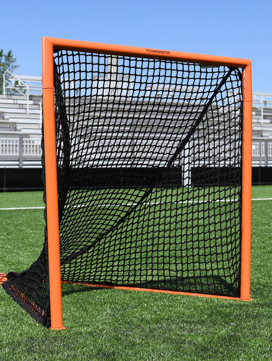 Official Box Lacrosse Game Goal, 4'x4'x5', Flat Base With Lacing Rails, 68 lbs. Includes 5mm, 6mm or 7mm Net - Free Shipping