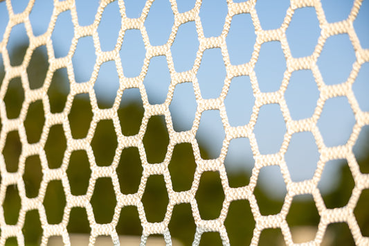 NEW! 6mm or 7mm STINGER 'Hexagon' Lacrosse Replacement Net, 6x6x7, Available in White & Black, 120 ft Lacing Cord & Bungees, by Crankshooter® USA LACROSSE/NCAA APPROVED (DOUBLE LIFESPAN) - FREE SHIPPING