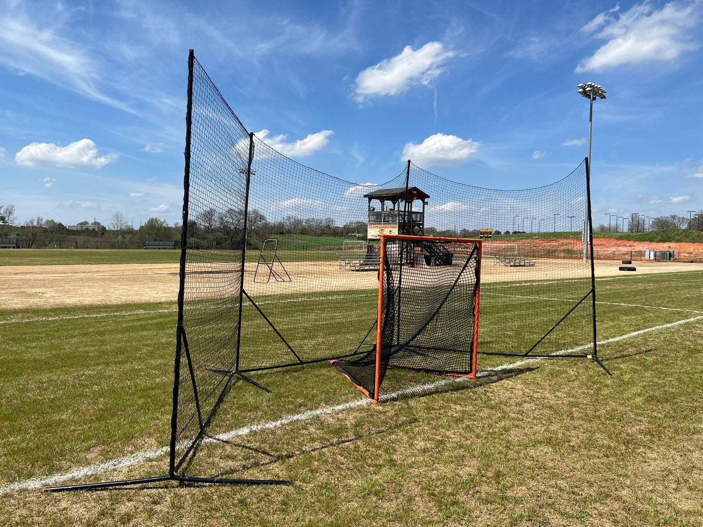 NEW! - Backstop CURV 10' x 30' Adjustable Angle System w/3mm knotted poly net by CrankShooter®   FREE SHIPPING