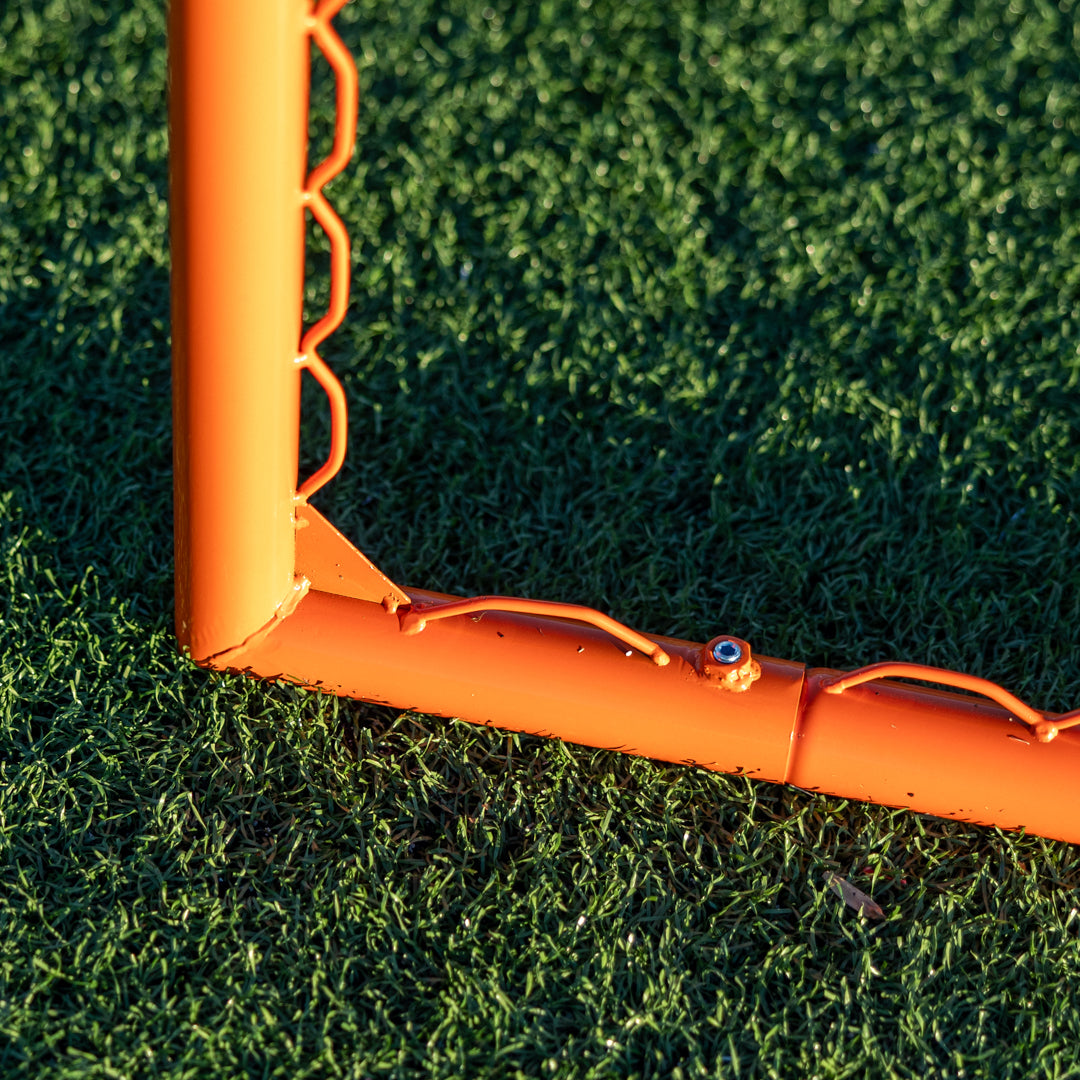 Pair (Qty 2.) of High School Practice Lacrosse Goals, 6'x6'x7', Lacing Rails, 59 lbs. (Each) Includes 6mm White or Black Nets, By Crankshooter® - Free Shipping
