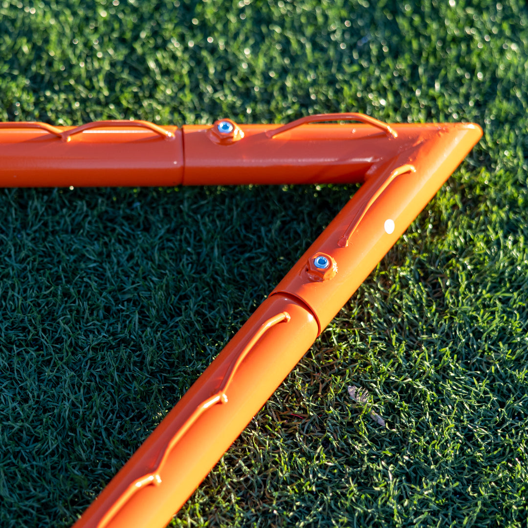 Pair (Qty 2.) of High School Practice Lacrosse Goals, 6'x6'x7', Lacing Rails, 59 lbs. (Each) Includes 6mm White or Black Nets, By Crankshooter® - Free Shipping