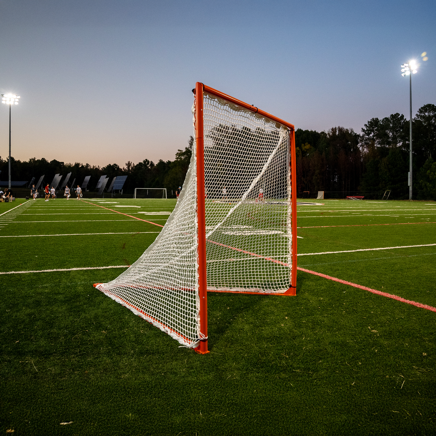 NEW! COMPACT College/High School Lacrosse Game Goal, 6'x6'x7', Flat Base With Lacing Rails, 118 lbs. Includes 6mm or 7mm White Net, By Crankshooter® - FREE SHIPPING