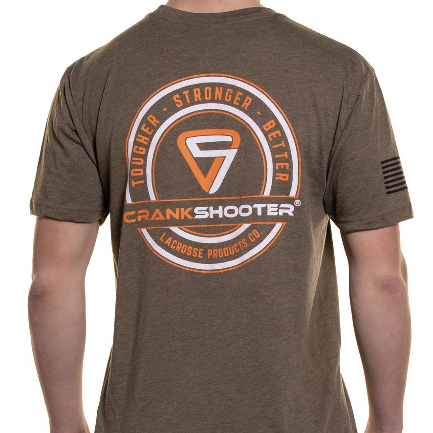 NEW! CrankShooter® Lacrosse Products T Shirt, Green, Short Sleeve, Blend Material - Made in the USA - FREE SHIPPING
