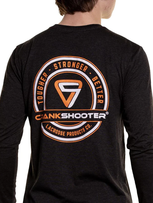 NEW! CrankShooter® Lacrosse Products Long Sleeve T Shirt, Black, Blend Material - Made in the USA - FREE SHIPPING