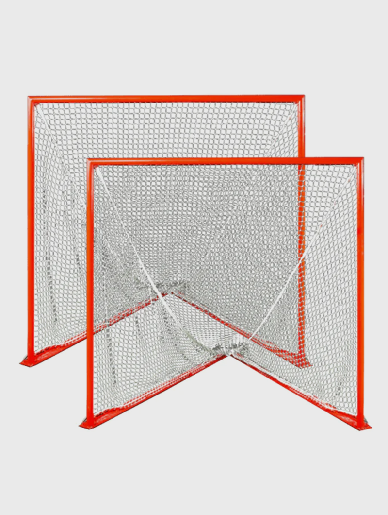 Pair (2x) Of College/High School Game Goals - Flat Base - Option With 6mm White/Black or 7mm White/Black Nets, 118 lbs. Each - Free Shipping