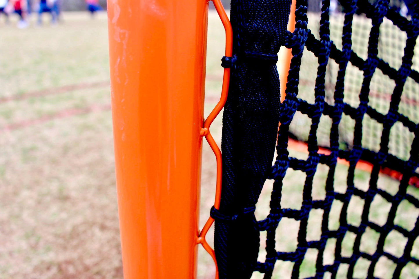 High School/College Game Goal 6'x6'x7' by Crankshooter® 118 lbs. Posts w/ Lacing Rails & Flat Iron Base, Heavy 6mm or 7mm Black Net Included - Free Shipping